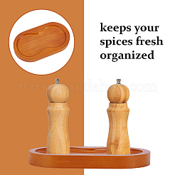 1Pc 2 Slots Wooden Salt and Pepper Mill Holder&nbsp;WOOD-HY0001-27A