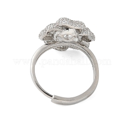 Flower Brass Micro Pave Cubic Zirconia Adjustable Ring Settings&nbsp;KK-K297-03P