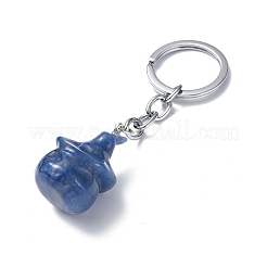 Dyed & Heated Natural Blue Aventurine Keychains&nbsp;KEYC-P011-04P-02