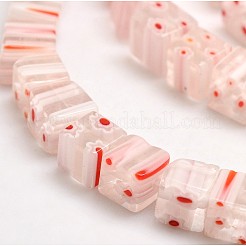 Handmade Millefiori Glass Cube Bead Strands&nbsp;LK-P014-M