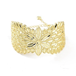Rack Plating Brass Vintage Court Hollowed-out Flower Design Cuff Bangles for Women&nbsp;BJEW-D032-07G