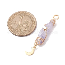 3Pcs 3 Styles Electroplated Natural Quartz Crystal Copper Wire Wrapped Pendants&nbsp;PALLOY-JF02586-01