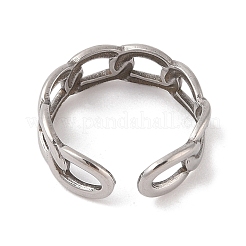 Non-Tarnish 304 Stainless Steel Oval Curb Chain Cuff Rings for Women&nbsp;RJEW-G322-04P