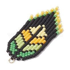 2Pcs 2 Colors Handmade Glass Seed Beaded Leaf Shape Big Pendants&nbsp;PALLOY-MZ00931