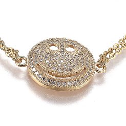 Brass Micro Pave Clear Cubic Zirconia Link Bracelets&nbsp;BJEW-Z003-20G