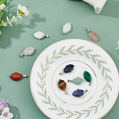 10Pcs 10 Styles Mixed Gemstone Pendants&nbsp;G-HY0001-46