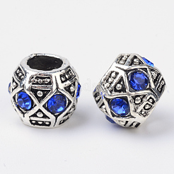 Alloy Rhinestone Rondelle Large Hole European Beads&nbsp;X-MPDL-R036-80