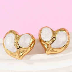 Heart 304 Stainless Steel Enamel Stud Earrings&nbsp;EJEW-M105-03G