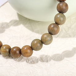 Natural Sandalwood Rond Bead Stretch Braclets for Men Women&nbsp;PW-WG55664-03