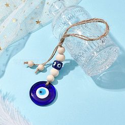 Handmade Blue Evil Eye Lampwork Pendant Decorations&nbsp;HJEW-JM02303-01