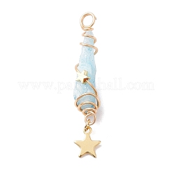 3Pcs 3 Styles Electroplated Natural Quartz Crystal Copper Wire Wrapped Pendants&nbsp;PALLOY-JF02586-02