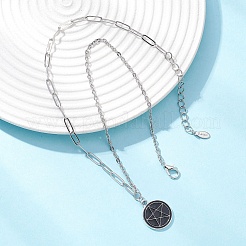 Alloy Enamel Black Pendant 304 Stainless Steel Cable Chain Necklaces for Women&nbsp;NJEW-JN05636