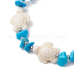 Synthetic Turquoise Beads with Natural Magnesite Anklet for Women&nbsp;AJEW-AN00576-02