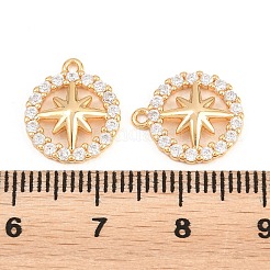 Brass Micro Pave Clear Cubic Zirconia Charms&nbsp;KK-A298-18G