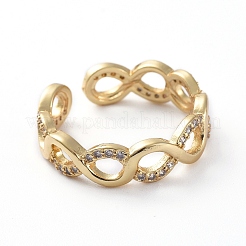 Brass Micro Pave Cubic Zirconia Cuff Rings&nbsp;RJEW-G096-14G