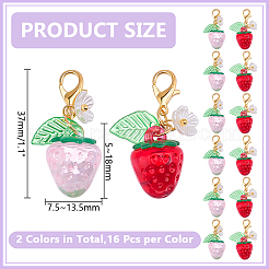 32Pcs Transparent Acrylic Strawberry Pendant Decorations&nbsp;HJEW-HY0001-24