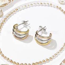 304 Stainless Steel Triple C-Shaped Stud Earrings for Women&nbsp;EJEW-C096-68M-01