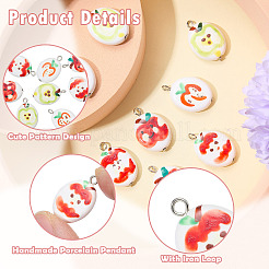 8Pcs 4 Styles Handmade Porcelain Pendants&nbsp;PALLOY-SW00155