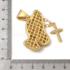 Brass Micro Pave Clear Cubic Zirconia Pendants&nbsp;KK-H267-059A-G