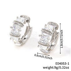 Stainless Steel Cubic Zirconia Square Hoop Earrings&nbsp;II4770-1
