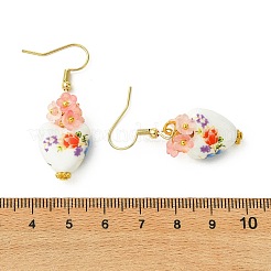 Handmade Porcelain & Acrylic Beads Dangle Earrings for Women&nbsp;EJEW-JE07329-01