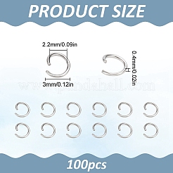 2000Pcs Tarnish Resistant 304 Stainless Steel Open Jump Rings&nbsp;STAS-LP0001-39P-01