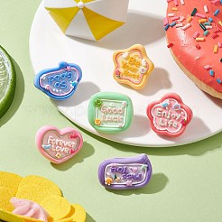 6Pcs 6 Styles Mixed Shape with Word Opaque Resin Drawing Pins&nbsp;AJEW-TB00015