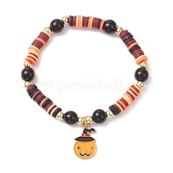 6Pcs Halloween Themed Handmade Polymer Clay Beads Stretch Bracelet Sets&nbsp;BJEW-JB12114
