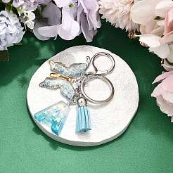 26Pcs Transparent Epoxy Resin & Transparent Acrylic & Faux Suede Tassel Keychain&nbsp;KEYC-JKC01202