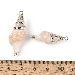 Electroplate Natural Spiral Shell Pendants&nbsp;SSHEL-T018-03