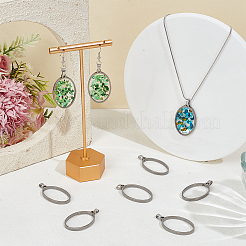 10Pcs 304 Stainless Steel Open Back Bezel Oval Pendants&nbsp;PALLOY-UN00038