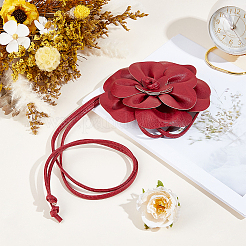 PU Leather Flower Knot Tie Waist Belts&nbsp;AJEW-GF0014-11B