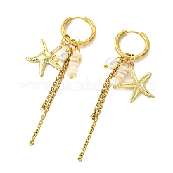 2 Style 304 Stainless Steel & Shell Hoop Earrings&nbsp;EJEW-JE07006