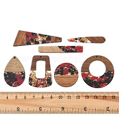 Walnut Wood & Transparent Resin & Gold Foil Pendants&nbsp;WD-CBA583A-07