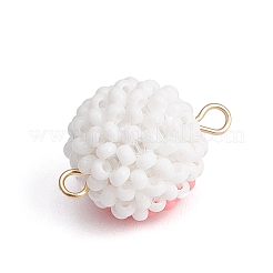Halloween Glass Peal & Glass Seed Beaded Round Eye Links Connector Charms&nbsp;PALLOY-MZ00948-05
