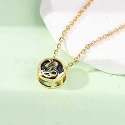 Brass Pave Cubic Zirconia Birth Stone Constellation Pendant Cable Chain Necklaces&nbsp;NJEW-D334-01G-06