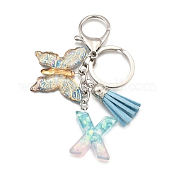 26Pcs Transparent Epoxy Resin & Transparent Acrylic & Faux Suede Tassel Keychain&nbsp;KEYC-JKC01202-24