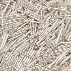 Silver Lined Transparent Glass Bugle Beads&nbsp;SEED-R028-2x20-B02