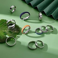 14Pcs 7 Size 201 Stainless Steel Plain Band Ring for Men Women&nbsp;RJEW-DC0001-06B