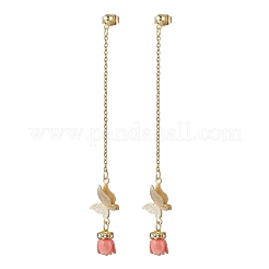 Synthetic Coral Flower Tassel Stud Earrings&nbsp;EJEW-JE06649