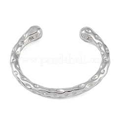 Non-Tarnish 304 Stainless Steel Open Cuff Textured Bangles for Women&nbsp;BJEW-G706-02P