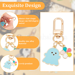 8Pcs 4 Colors Halloween Ghost Colorful Flower Alloy Enamel Pendant Decorations&nbsp;HJEW-CP0001-07