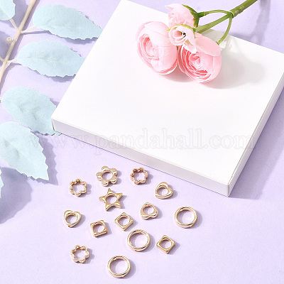 180Pcs 6 Styles 2-Hole CCB Plastic Beads Frame&nbsp;CCB-SP0001-10G-1