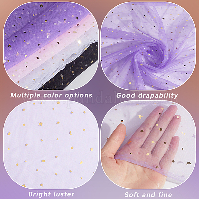 ♡sunu♡ Wholesale Star & Moon Pattern Nylon Mesh Fabrics - Pandahall.com