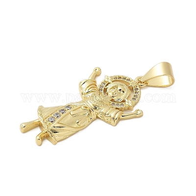 Brass Micro Pave Cubic Zirconia Pendants&nbsp;KK-P293-26C-G-1