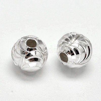 Fancy Cut 925 Sterling Silver Round Beads&nbsp;STER-F012-09C-1