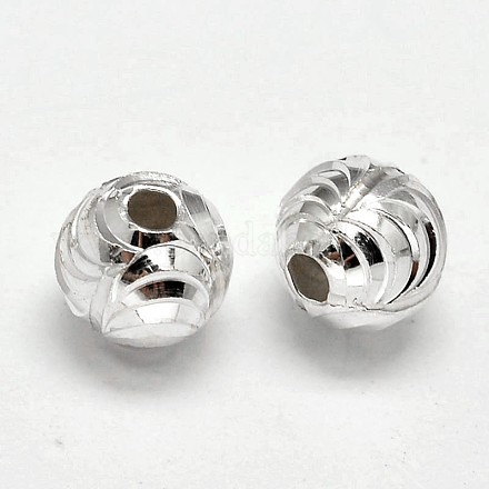 Fancy Cut 925 Sterling Silver Round Beads STER-F012-09C-1