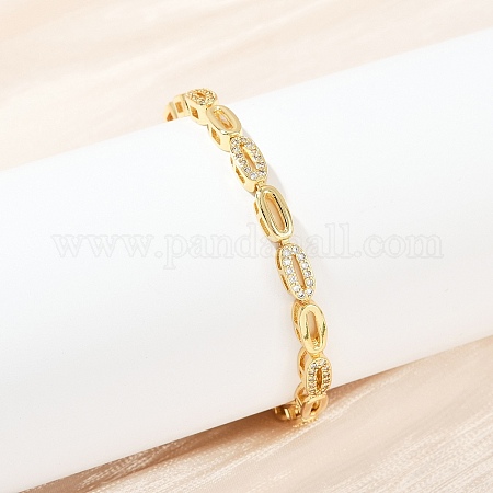 Wholesale Brass Micro Pave Clear Cubic Zirconia Oval Link