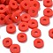 Handmade Polymer Clay Beads, Disc/Flat Round, Heishi Beads, Red, 4x1mm, Hole: 1mm, about 55000pcs/1000g