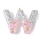 Resin Pendants, with Shell & Paillette & Gloden Alloy Loop, Letter A~B, Letter W, 42~44x11.5~57x7.5~8.5mm, Hole: 2mm